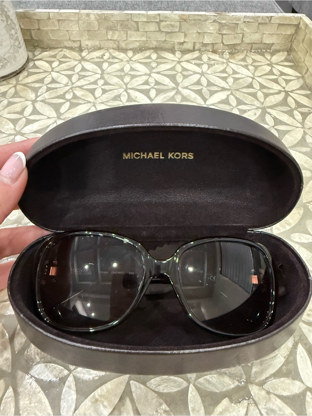 Michael Kors Black Tortoiseshell Frame Sunglasses with Dark Lenses